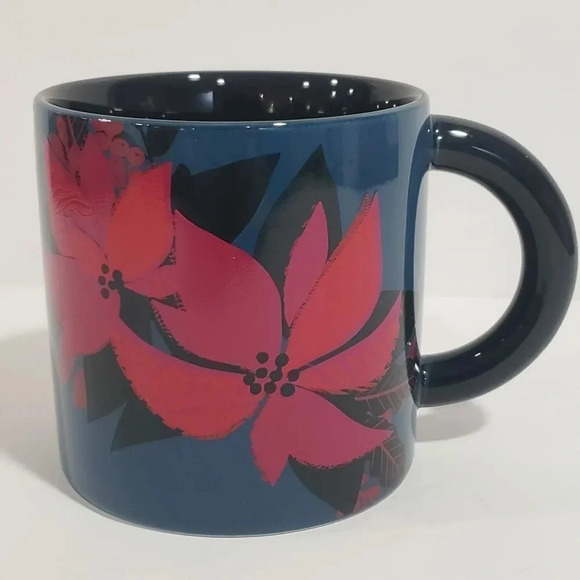 Starbucks 2021 Poinsettia/Christmas Mug 12oz Set  of 2. - Picture 3 of 7